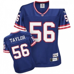 Reebok New York Giants 56 Lawrence Taylor Blue Womens Throwback Team Color Premier EQT NFL Jersey