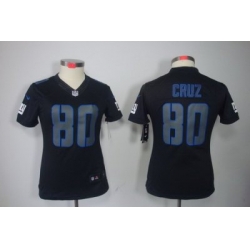 Women NEW NFL New York Giants #80 Victor Cruz black jerseys(impact limited)