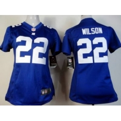 Women New York Giants 22 Wilson Blue Jerseys