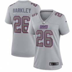Women New York Giants 26 Saquon Barkley Grey Atmosphere Fashion Stitched Game Jersey