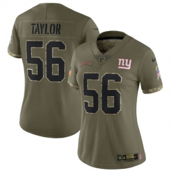 Women New York Giants 56 Lawrence Taylor Olive 2022 Salute To Service Limited Stitched Jersey