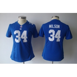 Women Nike NFL New York Giants 34 Wilson Game Blue Jersey
