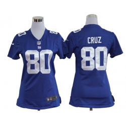 Women Nike New York Giants #80 Victor Cruz Blue Nike NFL Jerseys