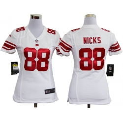 Women Nike New York Giants 88 Hakeem Nicks White Jerseys