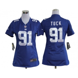 Women Nike New York Giants 91 Justin Tuck Game Blue Jersey