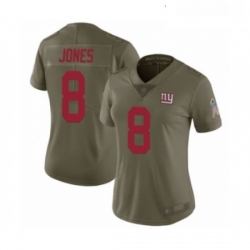 Womens New York Giants 8 Daniel Jones Limited Olive 2017 Salute to Service Football Jersey