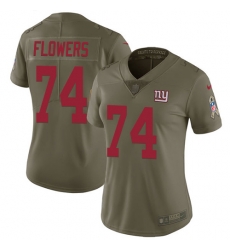 Womens Nike Giants #74 Ereck Flowers Olive  Stitched NFL Limited 2017 Salute to Service Jersey