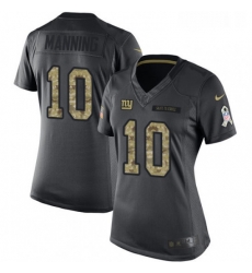 Womens Nike New York Giants 10 Eli Manning Limited Black 2016 Salute to Service NFL Jersey