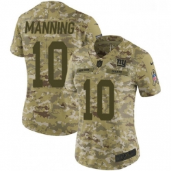 Womens Nike New York Giants 10 Eli Manning Limited Camo 2018 Salute to Service NFL Jersey