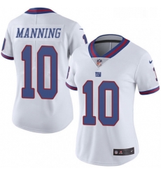 Womens Nike New York Giants 10 Eli Manning Limited White Rush Vapor Untouchable NFL Jersey