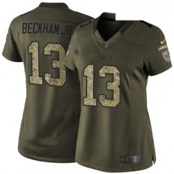 Womens Nike New York Giants 13 Odell Beckham Jr Elite Green Salute to Service NFL Jersey
