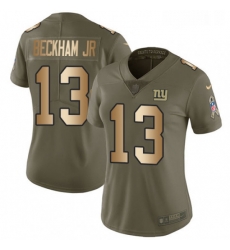 Womens Nike New York Giants 13 Odell Beckham Jr Limited OliveGold 2017 Salute to Service NFL Jersey