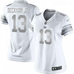 Womens Nike New York Giants 13 Odell Beckham Jr Limited White Platinum NFL Jersey