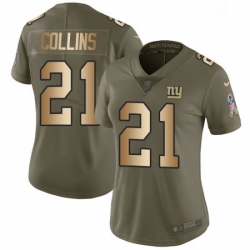 Womens Nike New York Giants 21 Landon Collins Limited OliveGold 2017 Salute to Service NFL Jersey