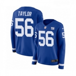 Womens Nike New York Giants 56 Lawrence Taylor Limited Royal Blue Therma Long Sleeve NFL Jersey