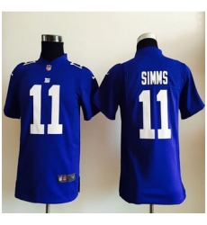 Youth New Giants #11 Phil Simms Royal Blue Team Color Stitched NFL Elite Jersey