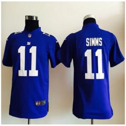 Youth New Giants #11 Phil Simms Royal Blue Team Color Stitched NFL Elite Jersey