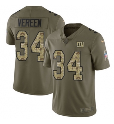 Youth Nike Giants #34 Shane Vereen Olive Camo Stitched NFL Limited 2017 Salute to Service Jersey