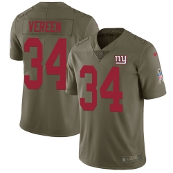 Youth Nike Giants #34 Shane Vereen Olive Stitched NFL Limited 2017 Salute to Service Jersey