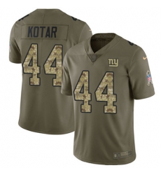 Youth Nike Giants #44 Doug Kotar Olive Camo Stitched NFL Limited 2017 Salute to Service Jersey