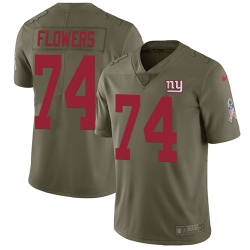 Youth Nike Giants #74 Ereck Flowers Olive Stitched NFL Limited 2017 Salute to Service Jersey