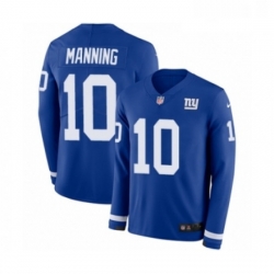 Youth Nike New York Giants 10 Eli Manning Limited Royal Blue Therma Long Sleeve NFL Jersey