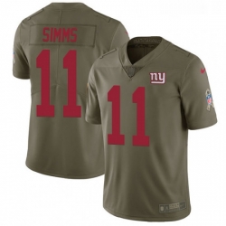 Youth Nike New York Giants 11 Phil Simms Limited Olive 2017 Salute to Service NFL Jersey