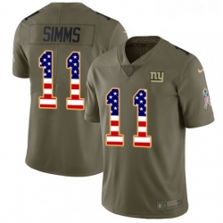 Youth Nike New York Giants 11 Phil Simms Limited OliveUSA Flag 2017 Salute to Service NFL Jersey