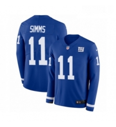 Youth Nike New York Giants 11 Phil Simms Limited Royal Blue Therma Long Sleeve NFL Jersey