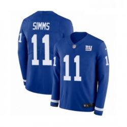 Youth Nike New York Giants 11 Phil Simms Limited Royal Blue Therma Long Sleeve NFL Jersey