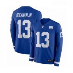 Youth Nike New York Giants 13 Odell Beckham Jr Limited Royal Blue Therma Long Sleeve NFL Jersey