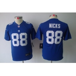 Youth Nike New York Giants 88# Hakeem Nicks Blue Limited Jerseys