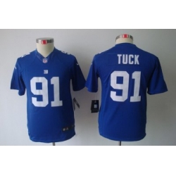 Youth Nike New York Giants 91# Justin Tuck Blue Limited Jerseys
