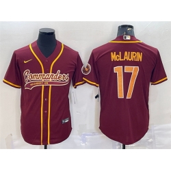 Men Washington Commanders 17 Terry McLaurin Burgundy With Patch Cool Base Stitched Baseball Jersey