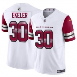 Men Washington Commanders 30 Austin Ekeler White 2023 F U S E Vapor Limited Stitched Football Jersey