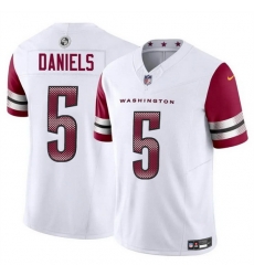 Men Washington Commanders 5 Jayden Daniels White 2024 Draft F U S E Vapor Limited Stitched Football Jersey