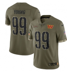 Men Washington Commanders 99 Chase Young Olive 2022 Salute To Service Limited Stitched Jersey