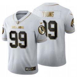 Men Washington Redskins Football Team 99 Chase Young White Golden Limited Jersey