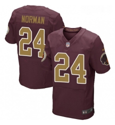 Mens Nike Washington Redskins 24 Josh Norman Elite Burgundy RedGold Number Alternate 80TH Anniversary NFL Jersey