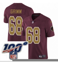 Mens Nike Washington Redskins 68 Russ Grimm Burgundy RedGold Number Alternate 80TH Anniversary Vapor Untouchable Limited Stitched 100th anniversary Neck Pa