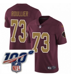 Mens Nike Washington Redskins 73 Chase Roullier Burgundy Red Gold Number Alternate 80TH Anniversary Vapor Untouchable Limited Stitched 100th anniversary Ne
