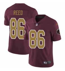 Mens Nike Washington Redskins 86 Jordan Reed Burgundy RedGold Number Alternate 80TH Anniversary Vapor Untouchable Limited Player NFL Jersey