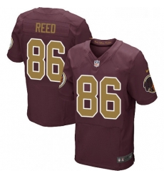 Mens Nike Washington Redskins 86 Jordan Reed Elite Burgundy RedGold Number Alternate 80TH Anniversary NFL Jersey