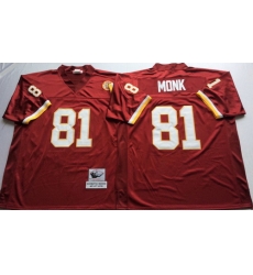 Mitchell And Ness Redskins #81 Art Monk Red Throwback Stitched NFL Jersey