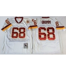 Mitchell&Ness Redskins 68 Russ Grimm White Throwback Stitched NFL Jersey