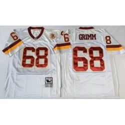 Mitchell&Ness Redskins 68 Russ Grimm White Throwback Stitched NFL Jersey