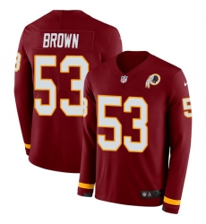 Nike Redskins #53 Zach Brown Burgundy Red Team Color Men Stitched NFL Limited Therma Long Sleeve Jersey