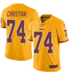 Nike Redskins #74 Geron Christian Gold Mens Stitched NFL Limited Rush Jersey