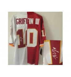 Nike Washington Redskins 10 Robert Griffin III Red White Elite Split Signed NFL Jersey