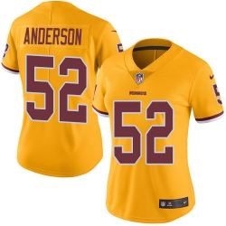 Nike Redskins #52 Ryan Anderson Gold Womens Stitched NFL Limited Rush Jersey